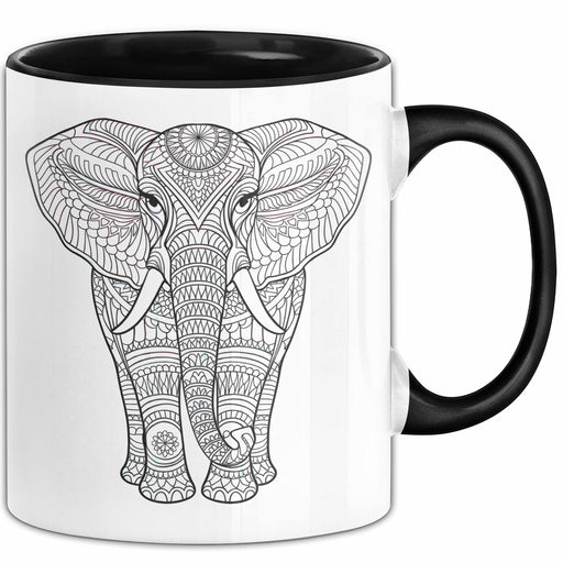 Elefant Mandala Tasse Geschenk Lustige Geschenkidee Spruch Schwarz Trendation