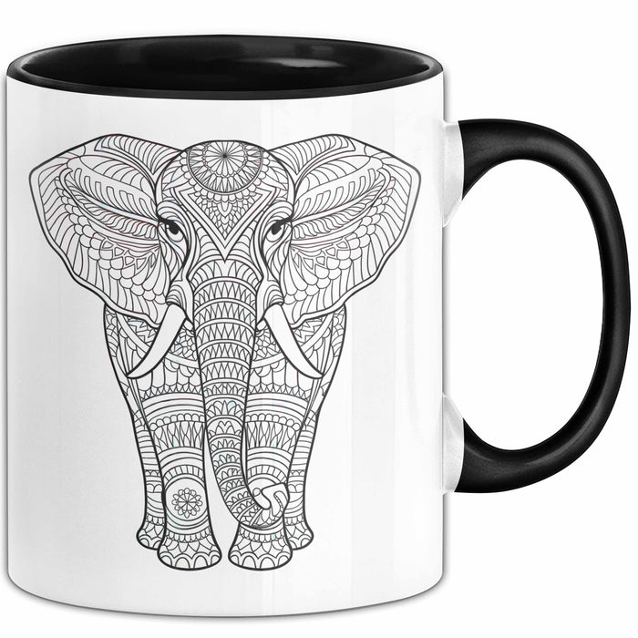 Elefant Mandala Tasse Geschenk Lustige Geschenkidee Spruch Schwarz Trendation