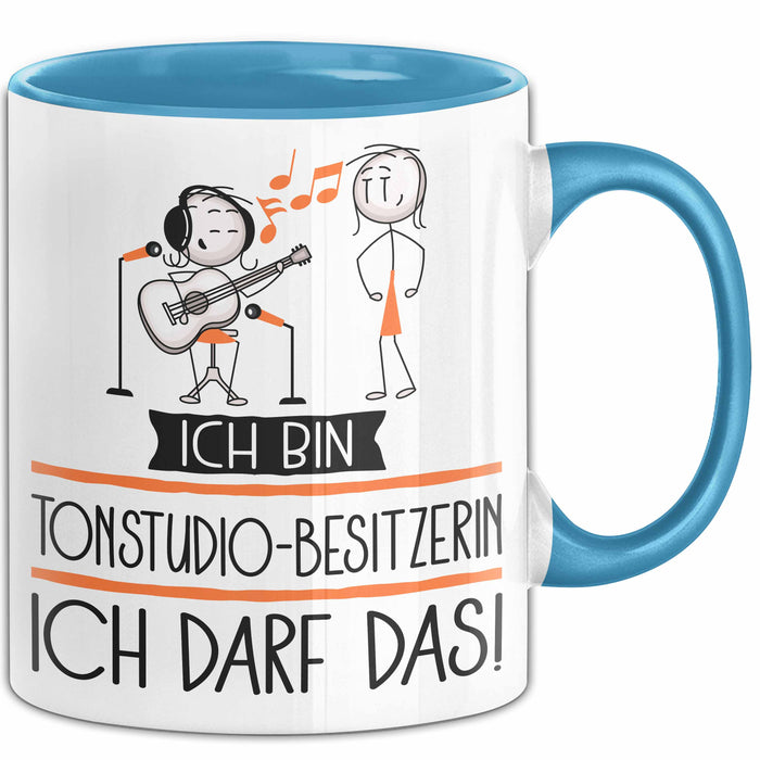 Geschenk für Tonstudio-Besitzerin Tasse Lustige Geschenkidee Geburtstag Ich Bin Tonstudio-Besitzerin Ich Darf Das Blau Trendation