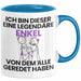 Enkel Geschenk Tasse Lustige Geschenkidee Geburtstag für Enkel Ich Bin Dieser Legendäre Enkel Von Dem Alle Geredet Haben Kaffee-Becher Blau Trendation