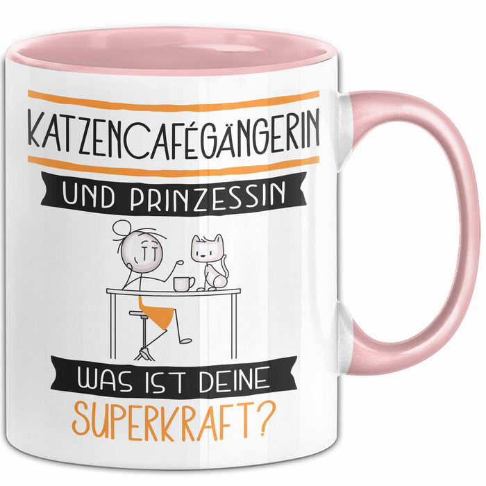 Katzencafégängerin Und Prinzessin Tasse Geschenk Für Eine Katzencafégängerin Geburtstag Was Ist Deine Superkraft Rosa Trendation