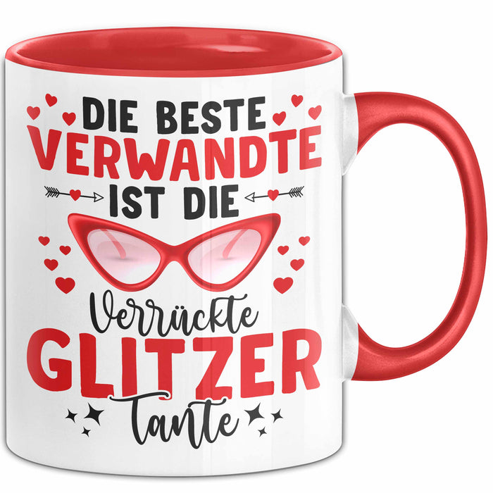 Tante Verwandte Tasse Geschenk Lustige Geschenkidee Spruch Beste Tante Rot Trendation