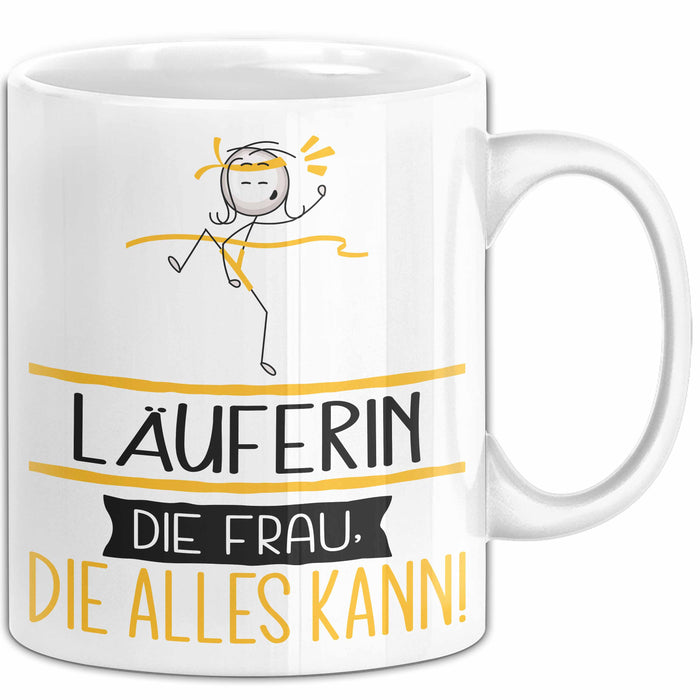 Läuferin Geschenk Tasse Becher Die Frau Die Allen Kann Geschenkidee für eine Läuferin Lustig Weiß Trendation