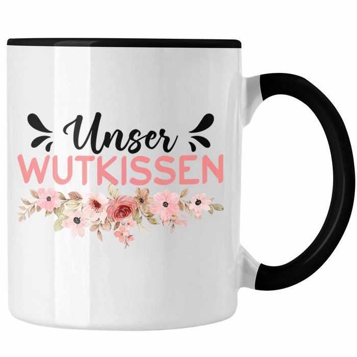 Wutkissen Tasse Geschenk Lustiger Spruch Wut-Kissen Schwarz Trendation