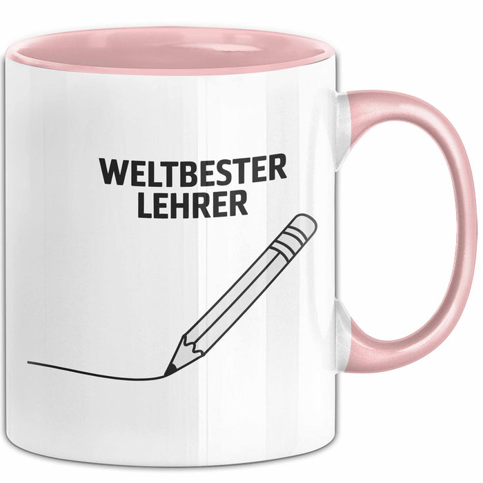 Unterricht Lehrer Wertschätzung Tasse Geschenk Lustige Geschenkidee Spruch Weltbester Lehrer Rosa Trendation
