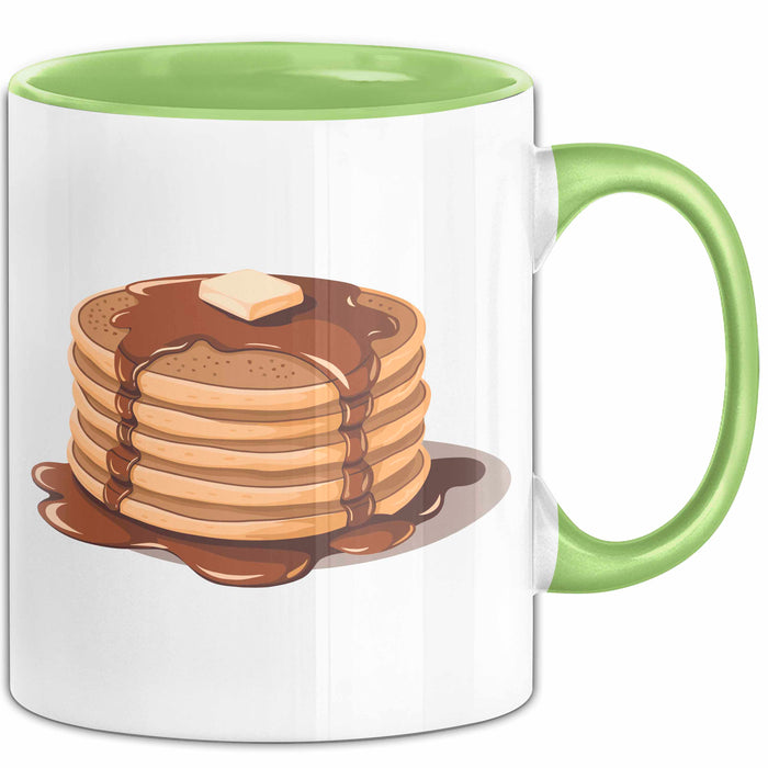 Pfannkuchen Süchtiger Tasse Geschenkidee für Morgen Stapel Grün Trendation