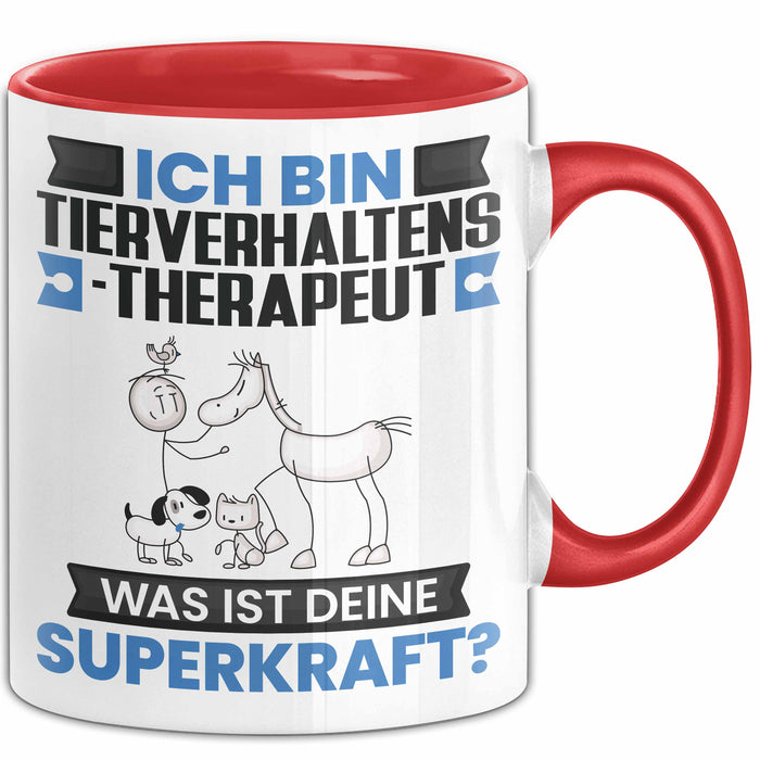 Tierverhaltenstherapeut Tasse Geschenk für Tierverhaltenstherapeut Geburtstag Lustiger Spruch Kaffee-Becher Was Ist Deine Superkraft Rot Trendation