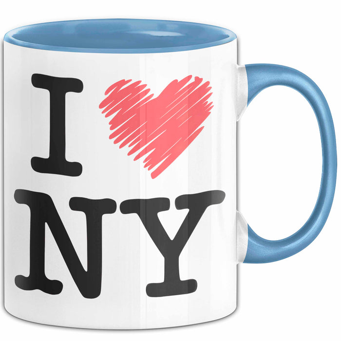 New York City USA Tasse Geschenk Lustige Geschenkidee Spruch Ich Liebe New York Blau Trendation