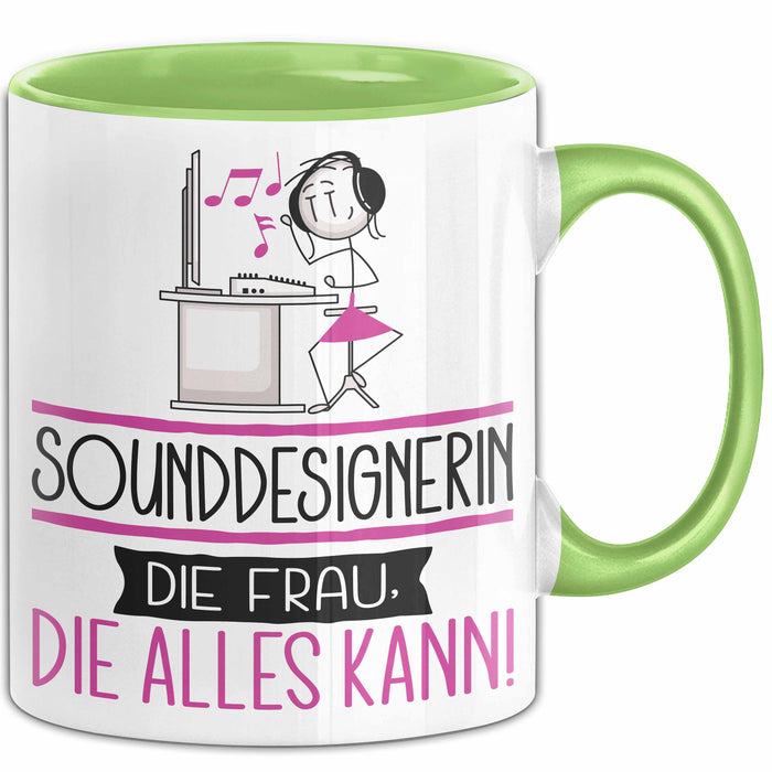Sounddesignerin Geschenk Tasse Becher Die Frau Die Allen Kann Geschenkidee für eine Sounddesignerin Lustig Grün Trendation