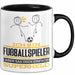 Fußballspieler Geschenk Tasse Ich Bin Fußballspieler Aber Sag Doch Einfach Superheld Lustige Geschenkdiee für Fußballspieler Kaffee-Becher Schwarz Trendation