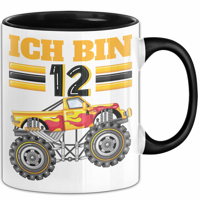 12. Geburtstag Geschenk Tasse Becher Jungs Trucks Geburtstagsgeschenk Ich Bin 12 Schwarz Trendation