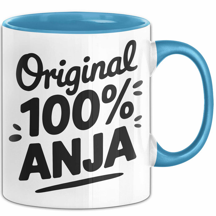 Anja Tasse Geschenk Original 100% Anja Geschenkidee Geburtstag Blau Trendation