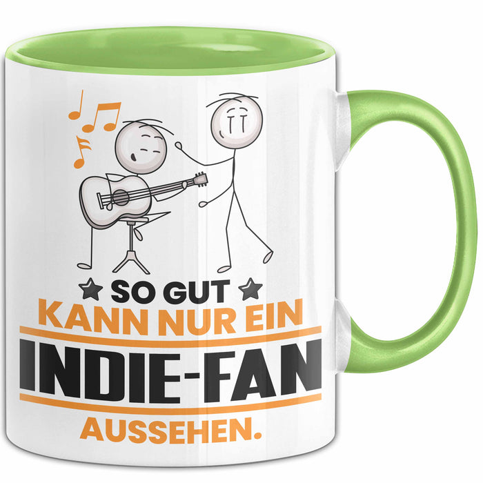 Indie-Fan Geschenk Tasse So Gut Kann Nur Ein Indie-Fan Aussehen Geschenkidee Kaffee-Becher Grün Trendation