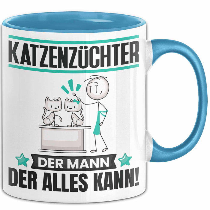 Katzenzüchter Tasse Geschenk für Katzenzüchter Der Mann Der Alles Kann Geschenkidee zum Geburtstag Blau Trendation