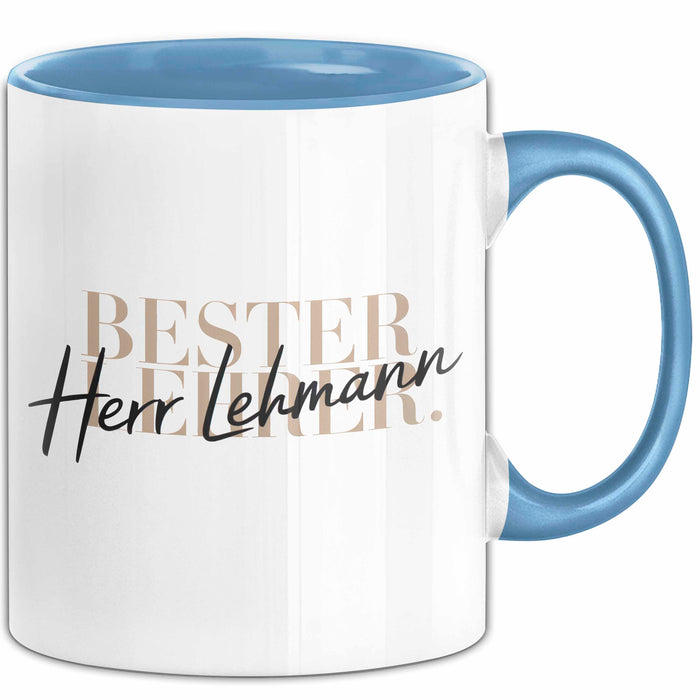 Lehrer Wertschätzung Tasse Geschenk Lustige Geschenkidee Spruch Bester Lehrer Blau Trendation