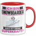 Snowboarder Tasse Geschenk für Snowboarder Geburtstag Lustiger Spruch Kaffee-Becher Was Ist Deine Superkraft Rot Trendation