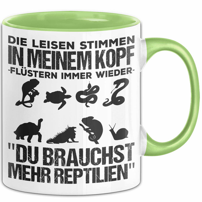 Reptil Bartagame Tasse Geschenk Lustige Geschenkidee Spruch Die Leisen Stimmen In Meinem Kopf Flüstern Immer Wieder Grün Trendation