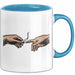 Raucher Tasse Geschenk Erschaffung Von Adam Kunst Geschenkidee 2 Hände Finger Joint Kiffer Blau Trendation