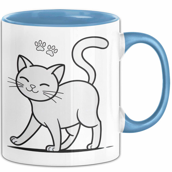 Katzen Tierliebhaber Tasse Geschenk Lustige Geschenkidee Spruch Blau Trendation