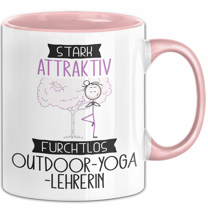 Outdoor-Yoga-Lehrerin Tasse Geschenk Becher Stark Attraktiv Furchtlos Outdoor-Yoga-Lehrerin Lustige Geschenkidee Rosa Trendation