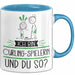 Curling-Spielerin Tasse Geschenk Ich Bin Curling-Spielerin Und Du So Geschenkidee Lustiger Spruch Becher Blau Trendation