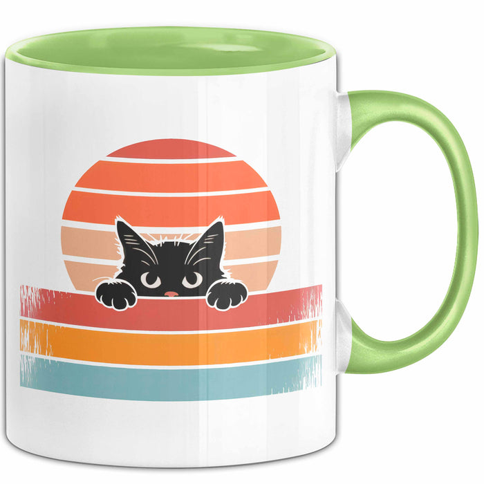 Katzen Tierliebhaber Vintage Tasse Geschenk Lustige Geschenkidee Spruch Grün Trendation