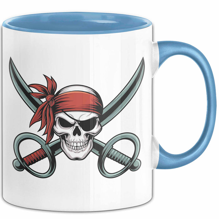 Piraten Fan Tasse Geschenkidee für Ahoy Abenteuerliebhaber Blau Trendation