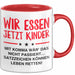 Deutschlehrer Unterricht Tasse Geschenk Lustige Geschenkidee Spruch Wir Essen Ü Jetzt Kinder Rot Trendation