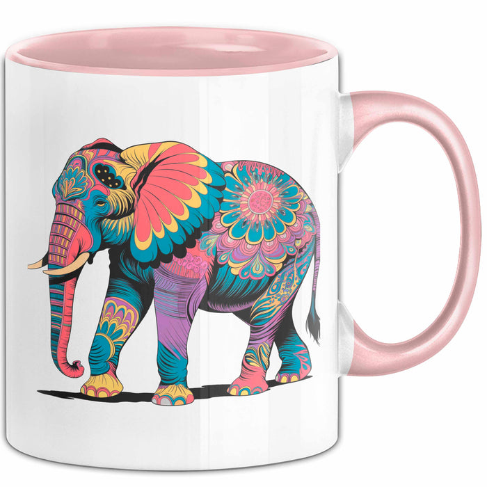 Elefant Tier Blumen Tasse Geschenk Lustige Geschenkidee Spruch Rosa Trendation