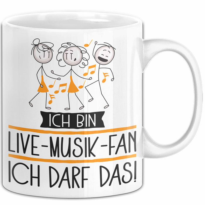 Geschenk für Live-Musik-Fan Tasse Lustige Geschenkidee Geburtstag Ich Bin Live-Musik-Fan Ich Darf Das Weiß Trendation