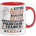 Parkour-Trainer Geschenk Tasse Lustiger Spruch Erheben Sie Sich Der Parkour-Trainer Betritt den Raum Rot Trendation