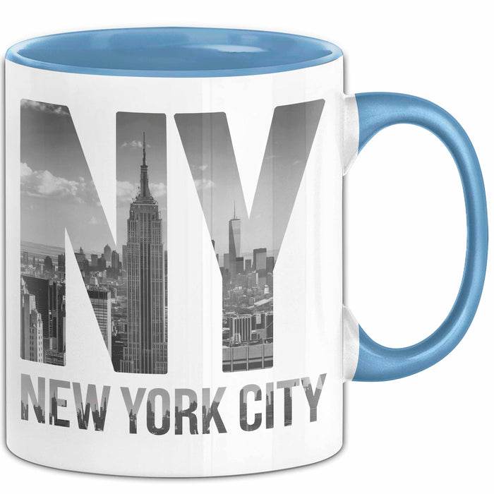 New York City USA Tasse Geschenk Lustige Geschenkidee Spruch Blau Trendation