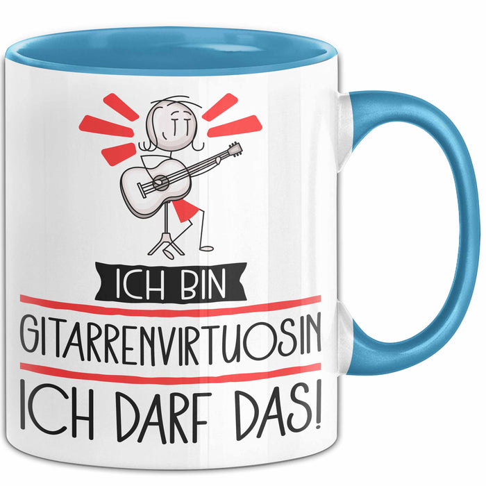 Geschenk für Gitarrenvirtuosin Tasse Lustige Geschenkidee Geburtstag Ich Bin Gitarrenvirtuosin Ich Darf Das Blau Trendation