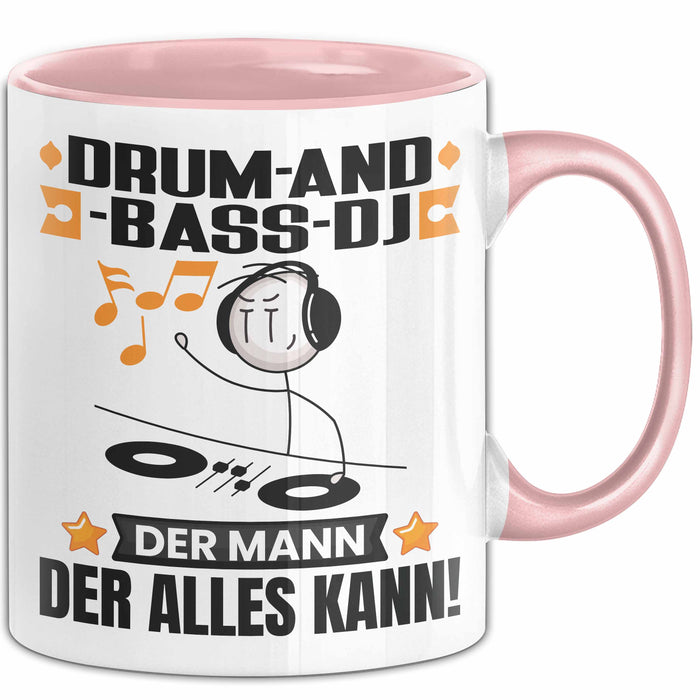 Drum-and-Bass-DJ Tasse Geschenk für Drum-and-Bass-DJ Der Mann Der Alles Kann Geschenkidee zum Geburtstag Rosa Trendation