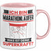 Marathonläufer Tasse Geschenk für Marathonläufer Geburtstag Lustiger Spruch Kaffee-Becher Was Ist Deine Superkraft Rosa Trendation