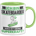 Skateboarder Tasse Geschenk für Skateboarder Geburtstag Lustiger Spruch Kaffee-Becher Was Ist Deine Superkraft Grün Trendation