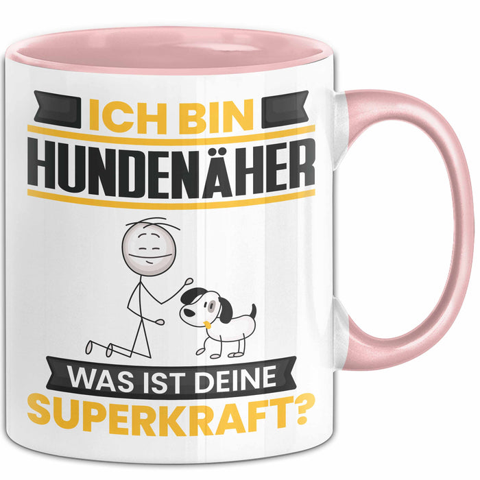 Hundenäher Tasse Geschenk für Hundenäher Geburtstag Lustiger Spruch Kaffee-Becher Was Ist Deine Superkraft Rosa Trendation