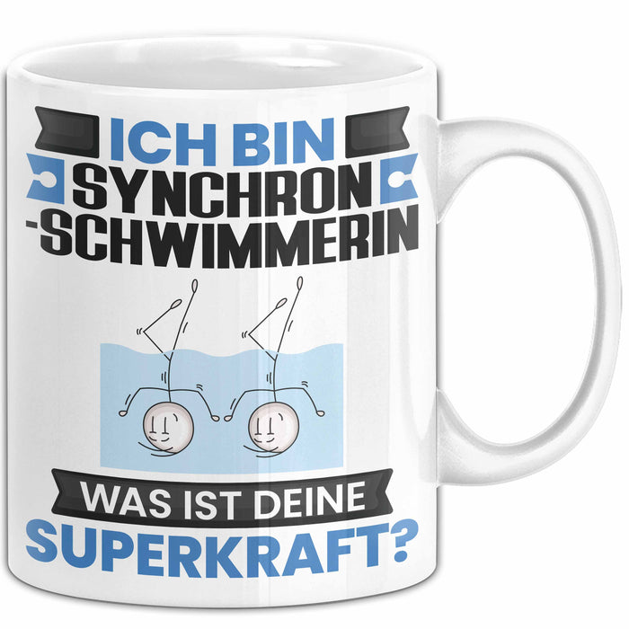 Synchronschwimmerin Tasse Geschenk für Synchronschwimmerin Geburtstag Lustiger Spruch Kaffee-Becher Was Ist Deine Superkraft Weiß Trendation