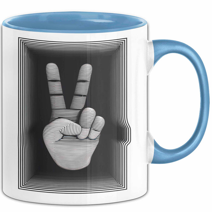 Friedenszeichen Tasse Geschenk Lustige Geschenkidee Spruch Blau Trendation
