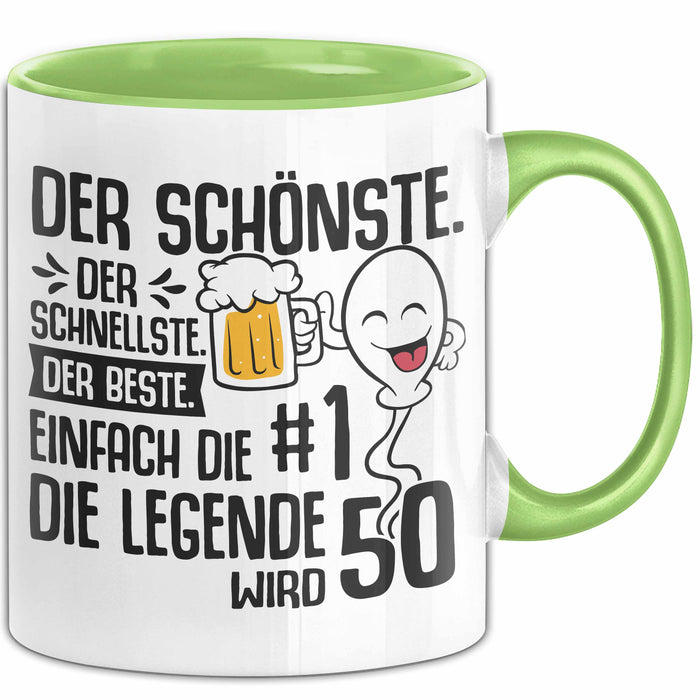 50. Geburtstag Tasse Geschenk Der Schönste Der Schnellste Spermium 50Er Geburtstag Mann Vater Papa Grün Trendation