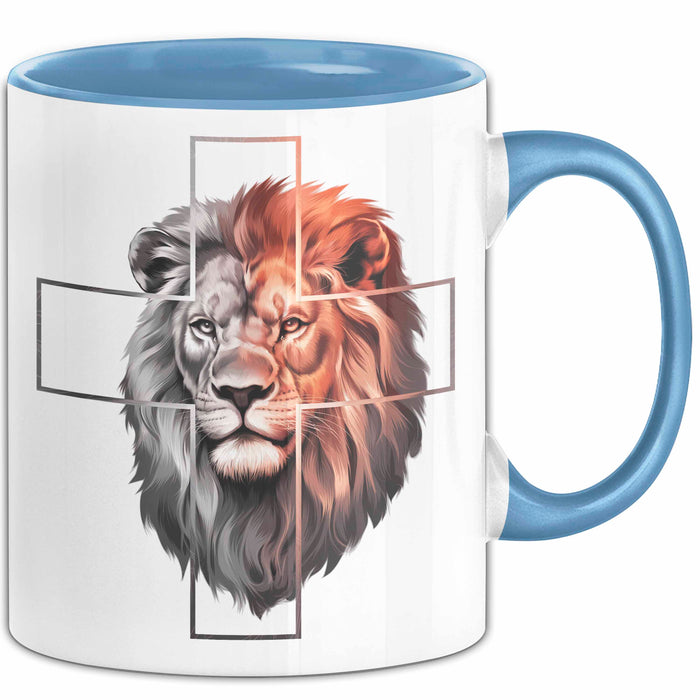 Jesus Löwe von Juda Tasse Geschenk Lustige Geschenkidee Spruch Blau Trendation