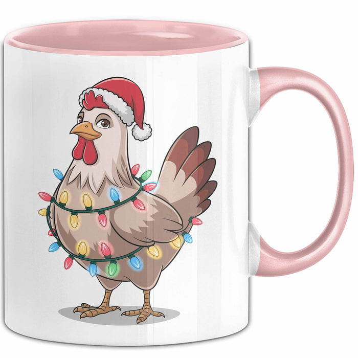 Huhn Weihnachtsfeier Tasse Geschenk Lustige Geschenkidee Spruch Rosa Trendation