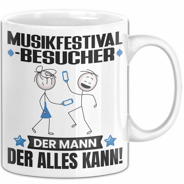 Musikfestival-Besucher Tasse Geschenk für Musikfestival-Besucher Der Mann Der Alles Kann Geschenkidee zum Geburtstag Weiß Trendation