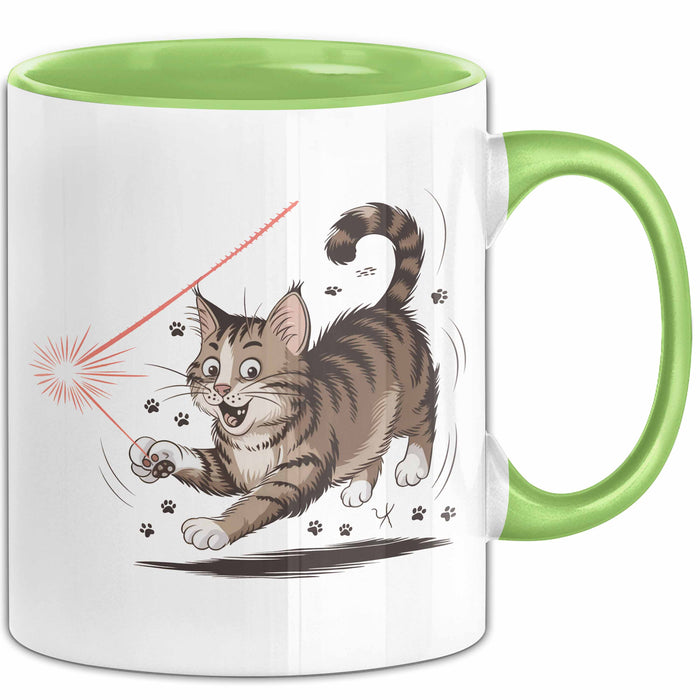 Katzenliebhaber Tasse Geschenkidee für Katzenfreunde Grün Trendation
