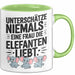 Elefantenliebhaber Frauen Tasse Geschenk Lustige Geschenkidee Spruch Unterschätze Niemals Eine Frau Die Elefanten Liebt Grün Trendation