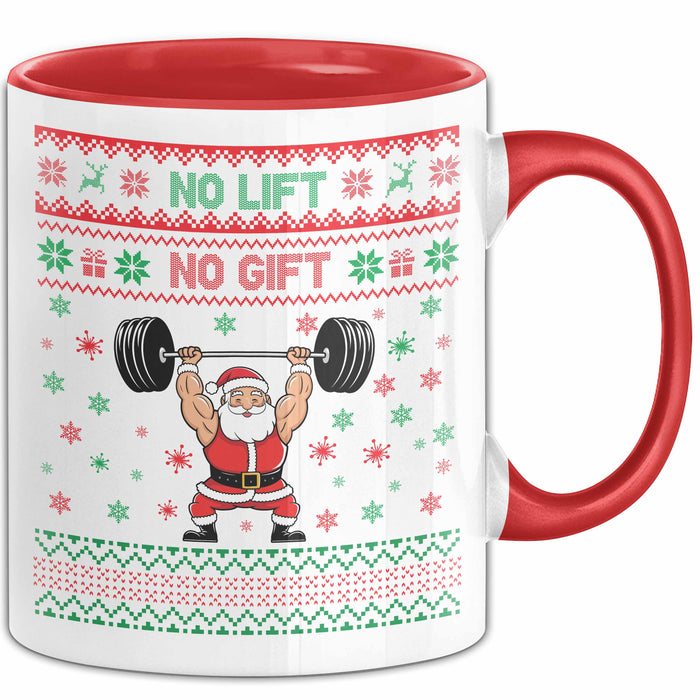 Lifter No Lift No Gift Tasse Geschenkidee Gym Bodybuilder Fitness Weihnachten Geschenkideen Becher Rot Trendation