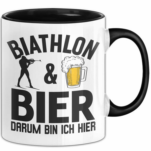 Biathlon Tasse Geschenk Wintersport Geschenke Biathlon Und Bier Darum Bin Ich Hier Ski Skifahrer Trendation