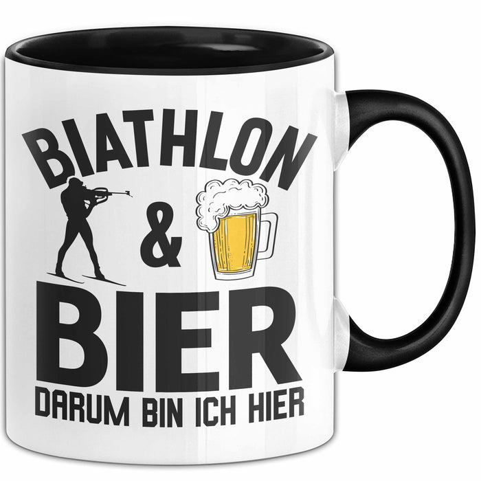 Biathlon Tasse Geschenk Wintersport Geschenke Biathlon Und Bier Darum Bin Ich Hier Ski Skifahrer Trendation