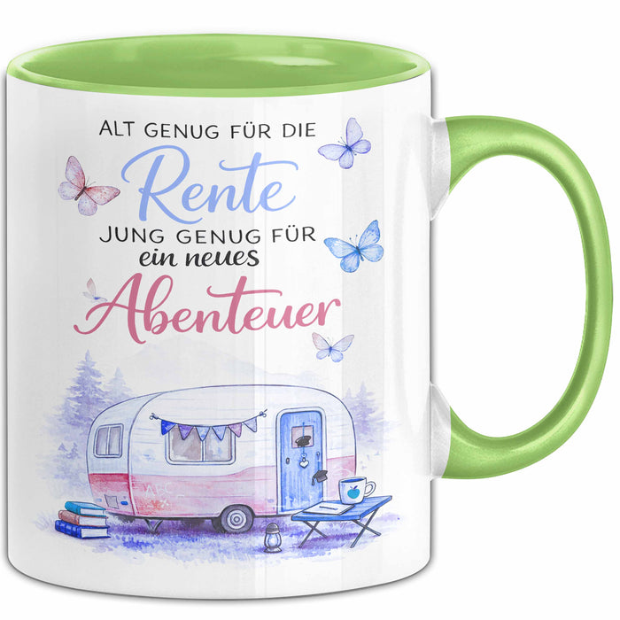 Rentner Pensionär Sarkasmus Tasse Geschenk Lustige Geschenkidee Spruch Alt Genug Für Die Rente Grün Trendation