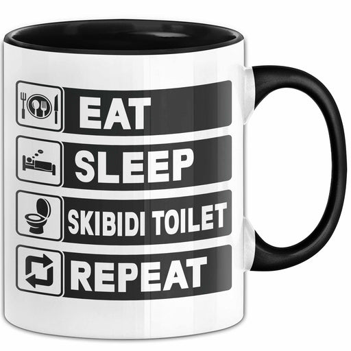 Skibidi Toilet Tasse Geschenk Meme Eat Sleet Repeat Becher Geschenkdiee Trendation